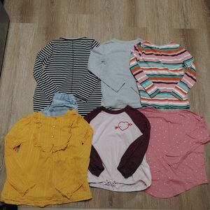 Girls Lot Of 7 GAP Kids Long Sleeve Tees - Stripes